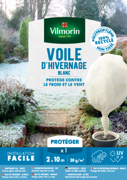 Croissance et protection des végétaux - Voile d'hivernage - 2 m x 10 m - Blanc - face recto